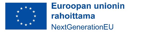 Euroopan unionin lippu. Vieressä teksti Euroopan unionin rahoittama - NextGeneration EU