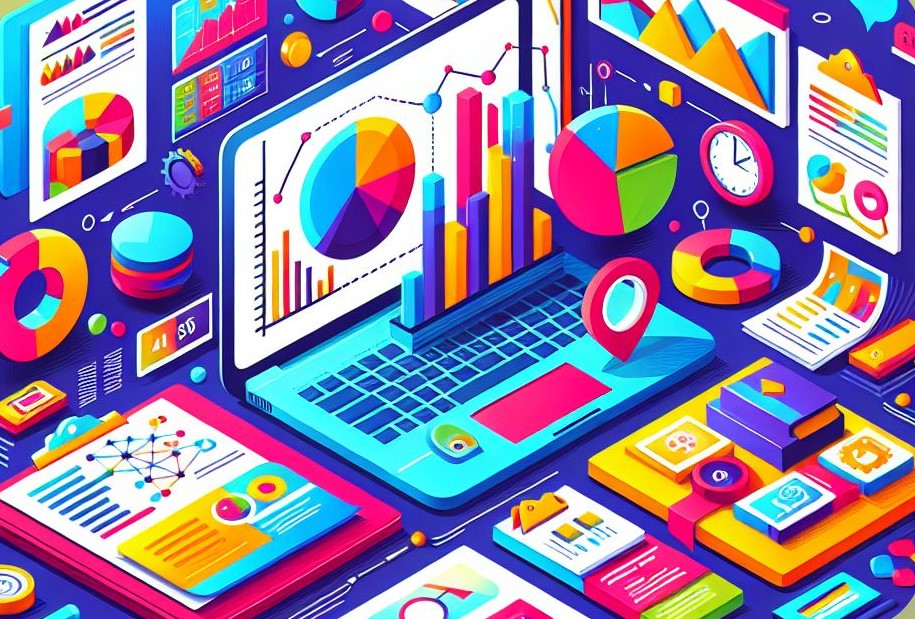 Piirroskuvassa värikkäitä toimistotarvikkeita.